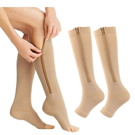 RelaxoVein™ – Chaussettes de Compression Zippées pour Varices et Jambes Lourdes